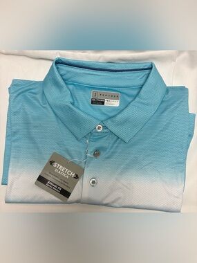 PGA TOUR Men’s Aqua to White Ombre Polo NWT XXL TTG